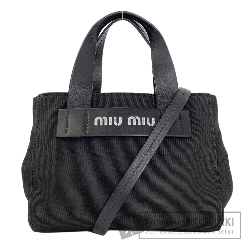 Miu Miu 2way handbag rolled leather top handles crossbody Black